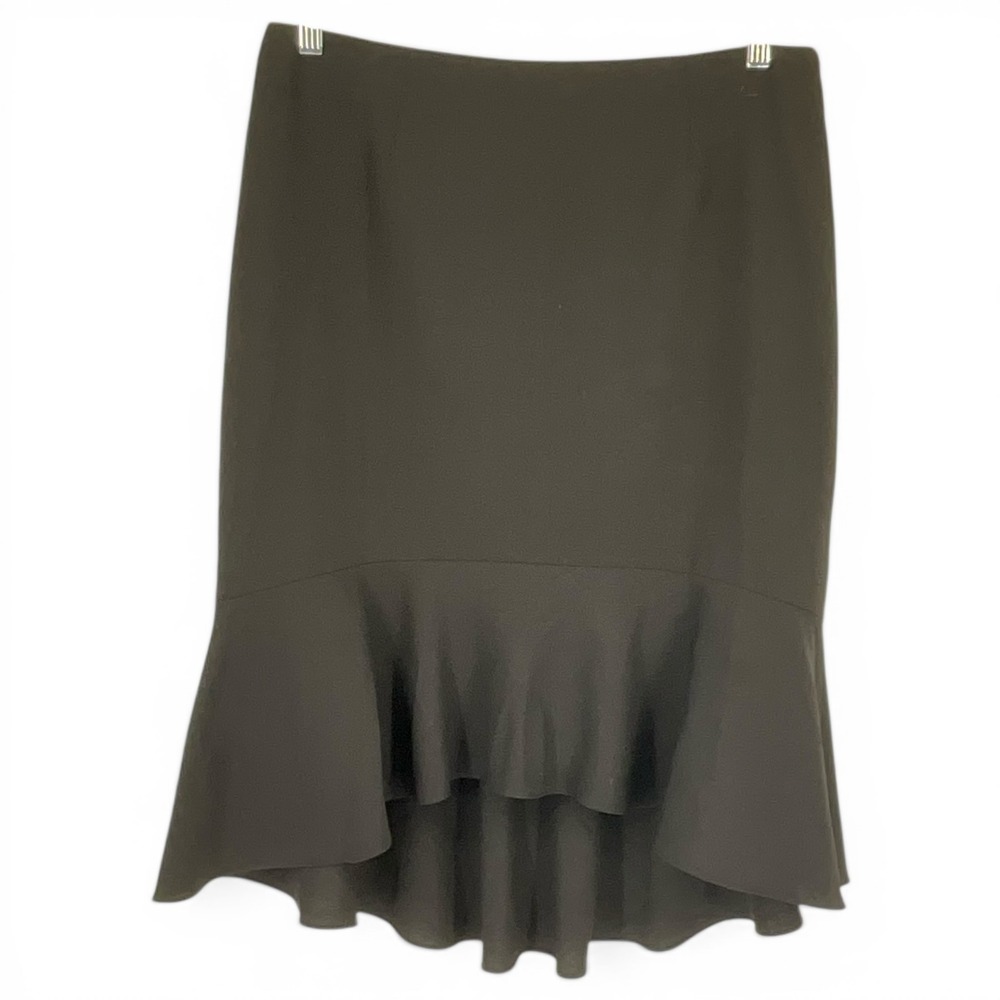 Coldwater Creek Black Hi-Low Ruffle Hem Skirt Sz 12 Flounce Mermaid Professional